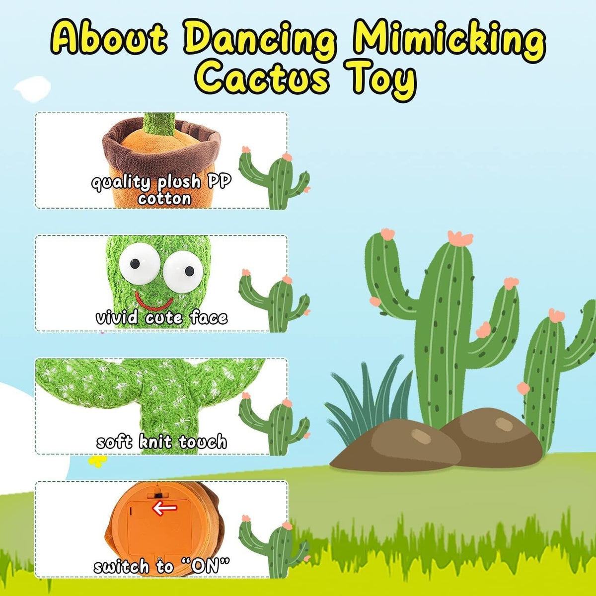 Dancing Cactus Electronic Plush Toy – Singing, Recording & Shaking Fun