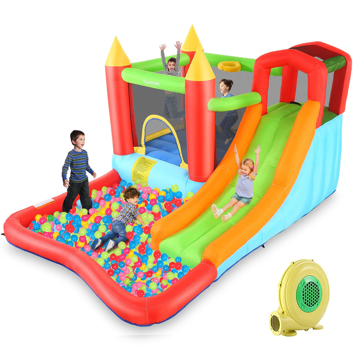 Inflatable Bounce House Water Park – Slide, Climbing Wall & Ball Pit for Kids 3–12