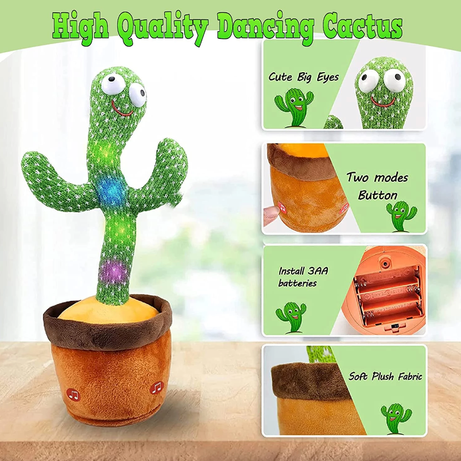 Dancing Cactus Electronic Plush Toy – Singing, Recording & Shaking Fun
