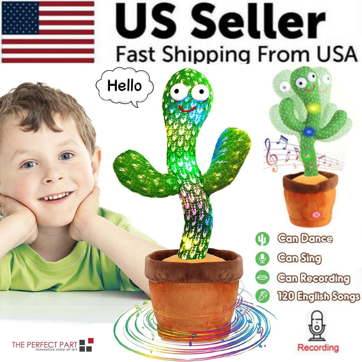 Dancing Cactus Electronic Plush Toy – Singing, Recording & Shaking Fun