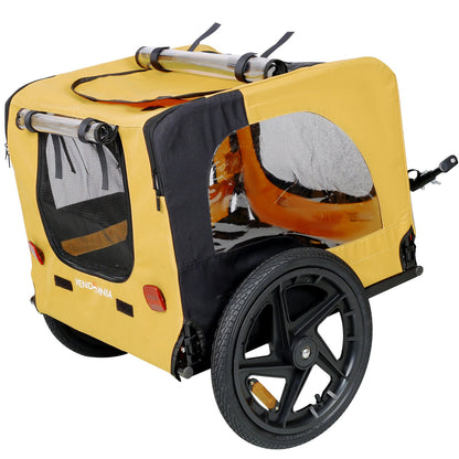 Yellow Foldable Pet Stroller and Bike Trailer