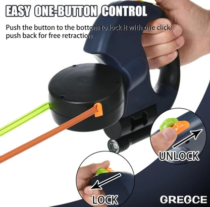Dual Retractable Dog Leash – Reflective 360° Swivel for Two Dogs