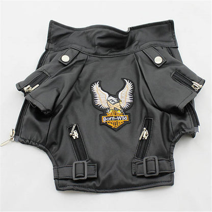 Chic Embroidered PU Leather Dog Jacket