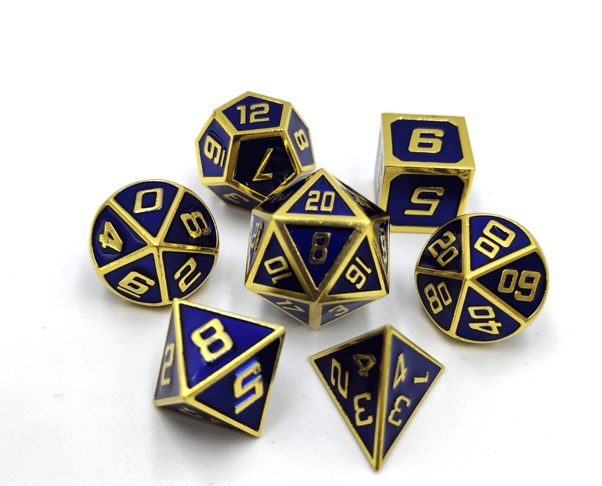 Metal Dice Set for RPG - 7 Dice with Bag