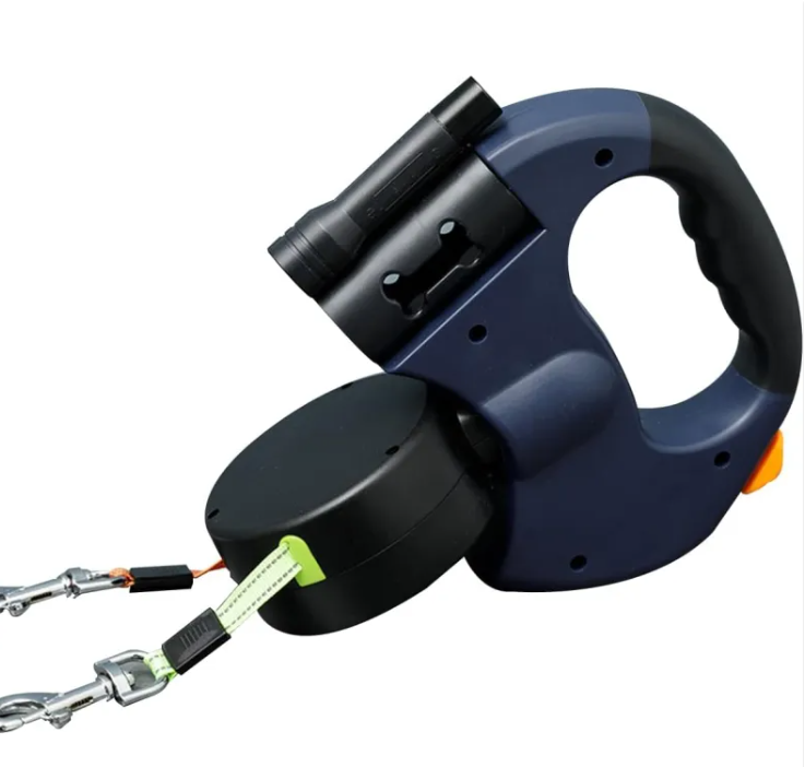 Dual Retractable Dog Leash – Reflective 360° Swivel for Two Dogs