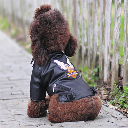 Chic Embroidered PU Leather Dog Jacket