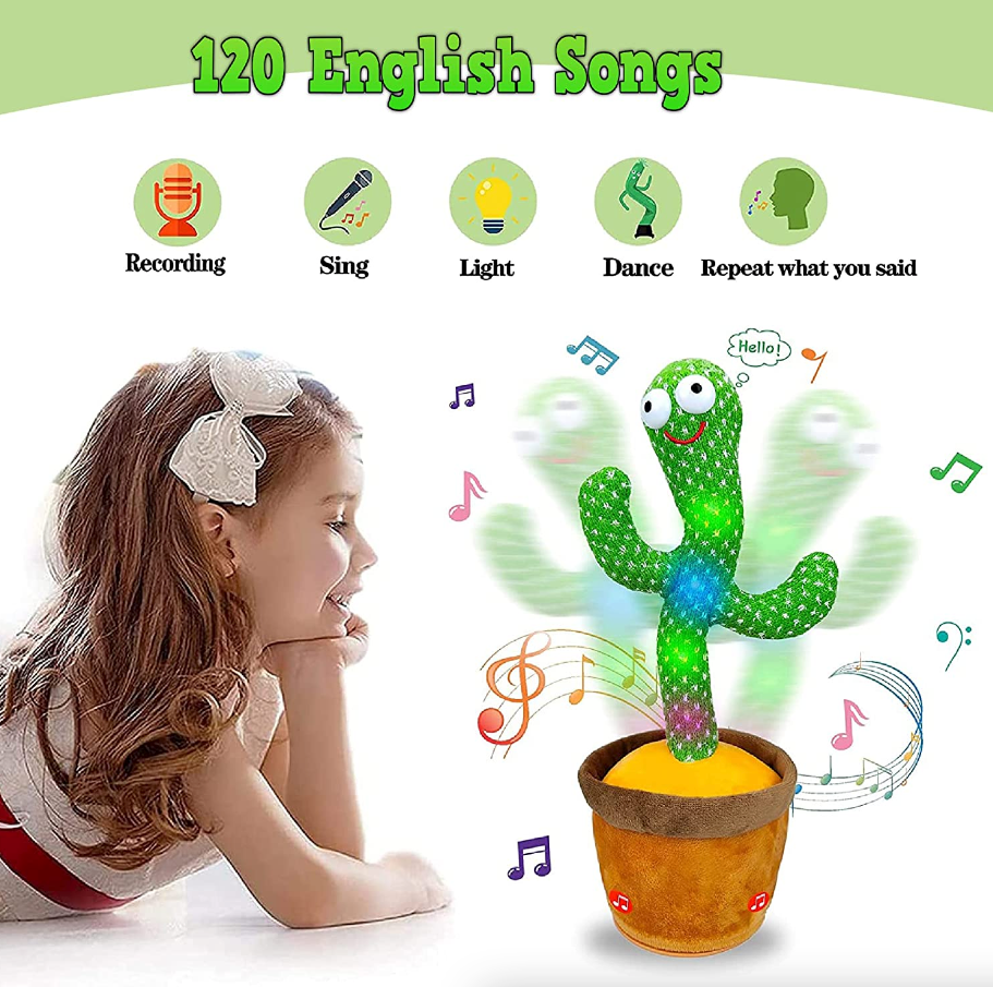 Dancing Cactus Electronic Plush Toy – Singing, Recording &amp; Shaking Fun