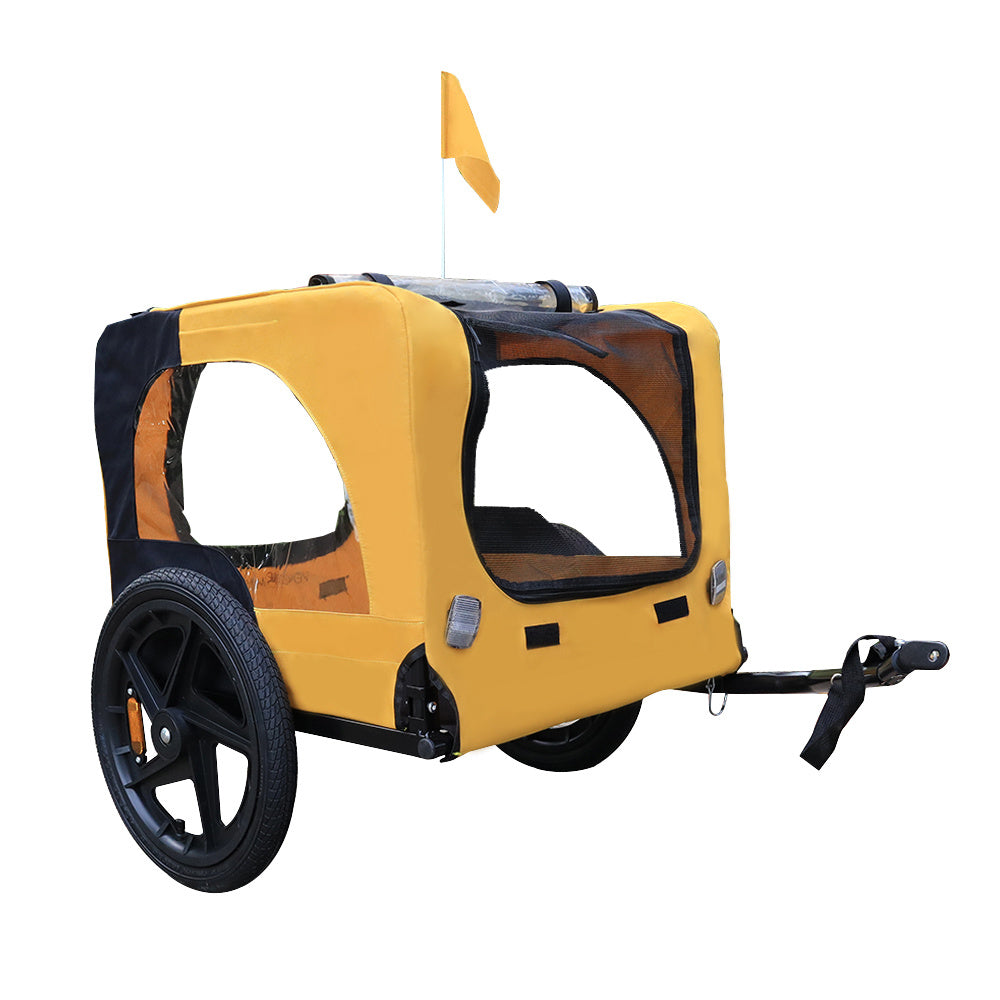 Yellow Foldable Pet Stroller and Bike Trailer