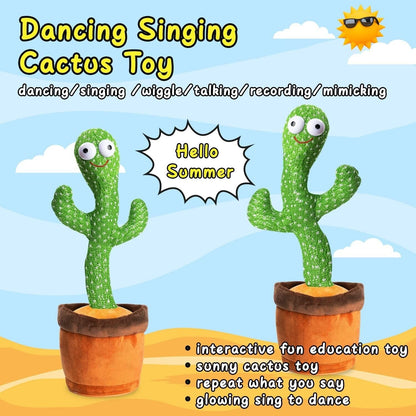 Dancing Cactus Electronic Plush Toy – Singing, Recording &amp; Shaking Fun