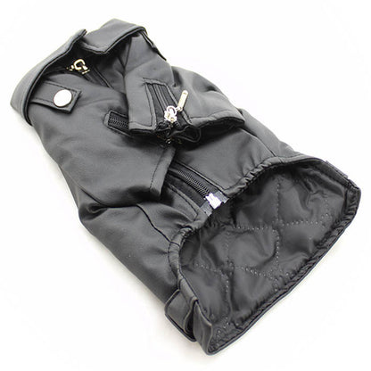 Chic Embroidered PU Leather Dog Jacket