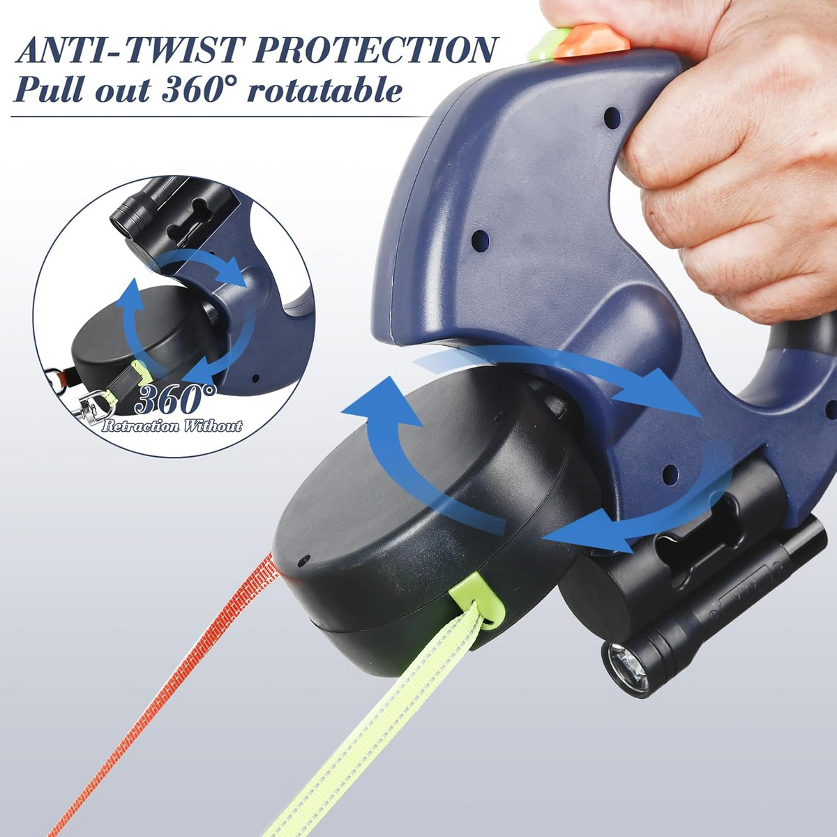 Dual Retractable Dog Walking Leash – Reflective 360° Swivel for Two Dogs