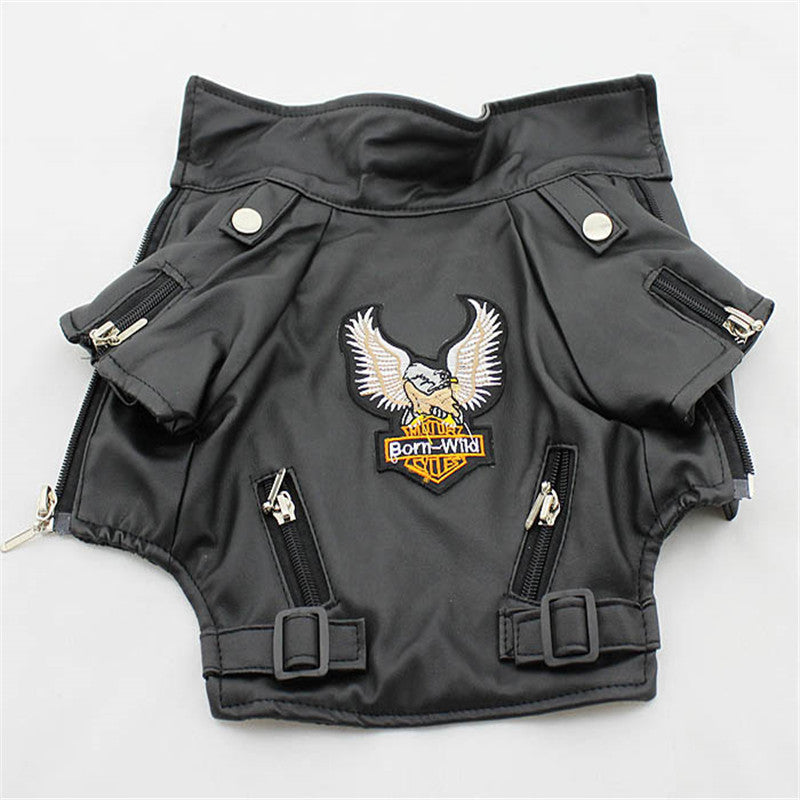 Chic Embroidered PU Leather Dog Jacket