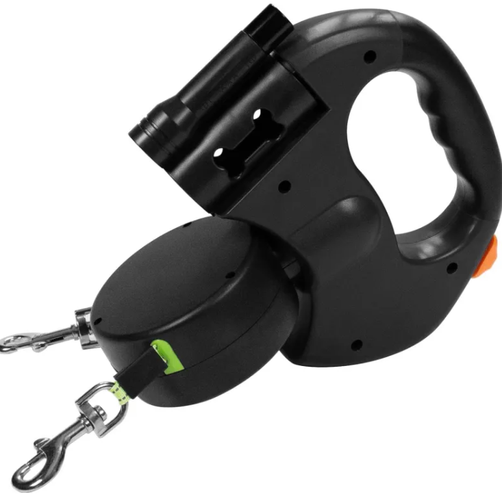 Dual Retractable Dog Leash – Reflective 360° Swivel for Two Dogs