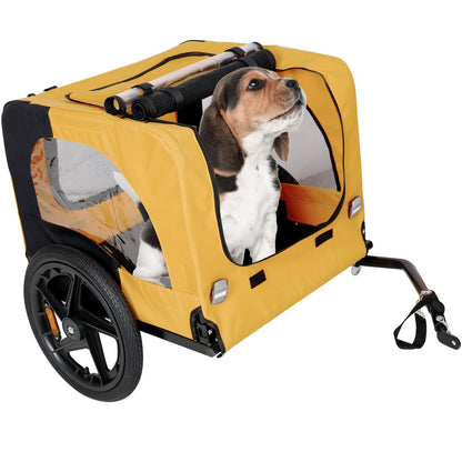 Yellow Foldable Pet Stroller and Bike Trailer