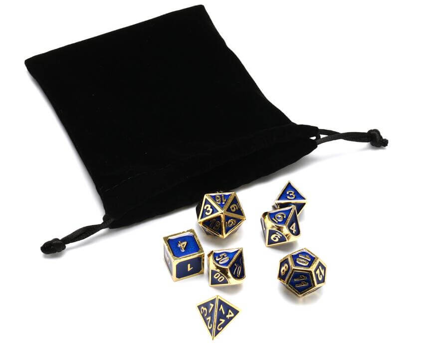 Metal Dice Set for RPG - 7 Dice with Bag