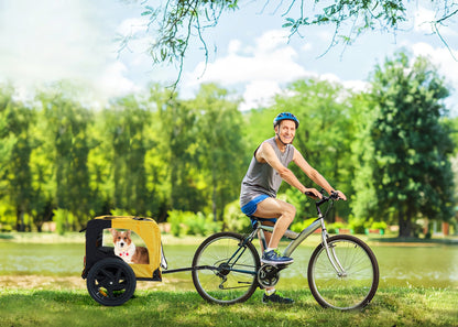 Yellow Foldable Pet Stroller and Bike Trailer
