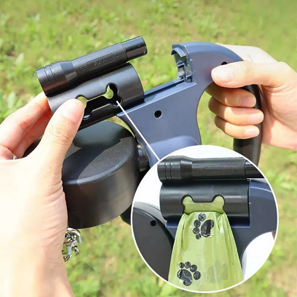 Dual Retractable Dog Walking Leash – Reflective 360° Swivel for Two Dogs