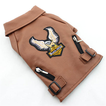 Chic Embroidered PU Leather Dog Jacket