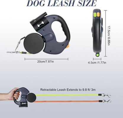 Dual Retractable Dog Walking Leash – Reflective 360° Swivel for Two Dogs