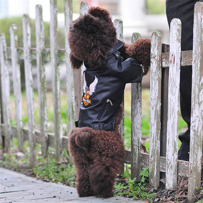 Chic Embroidered PU Leather Dog Jacket