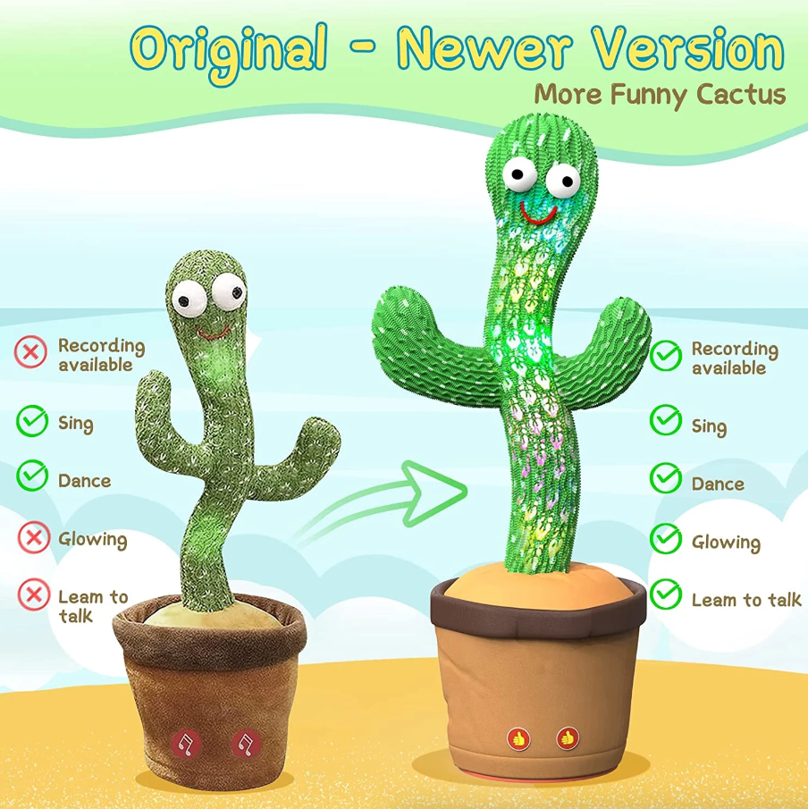 Dancing Cactus Electronic Plush Toy – Singing, Recording &amp; Shaking Fun